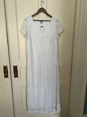 Maxi Vestido Boho de Encaje Catherines para Mujer Talla 0X o 14/16W Blanco Cottagecore Foto 1 de 4
