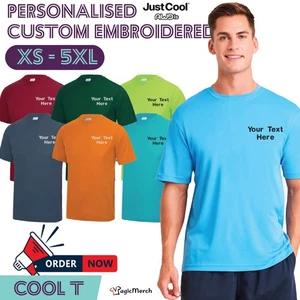 Custom Embroidered AWDis Cool T-Shirt Your Text/Logo Workwear Top Casual JC001 - Picture 1 of 14