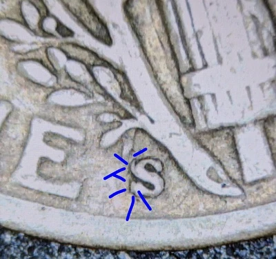 1943-S S/S 10c Silver Mercury Dime Rpm S/S West Error Repunched Mint Mark - Image 1 of 4