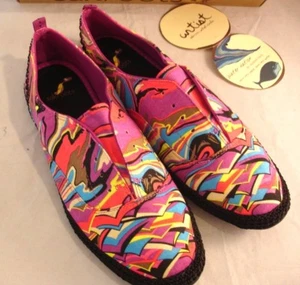 SAKROOTS Womens Textile Multi Color No Lace Sneakers Retro Look Funky Sz 7.5 M - Picture 1 of 12