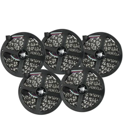 5PCS 5M RGB LED Strip Light Kits with Remote Adapter 25M Waterproof for Room - Image 1 of 4