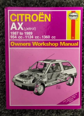 Haynes Manual (Citroen AX 1987 1989, 954cc-1360cc, Workshop Manual) - Image 1 of 4