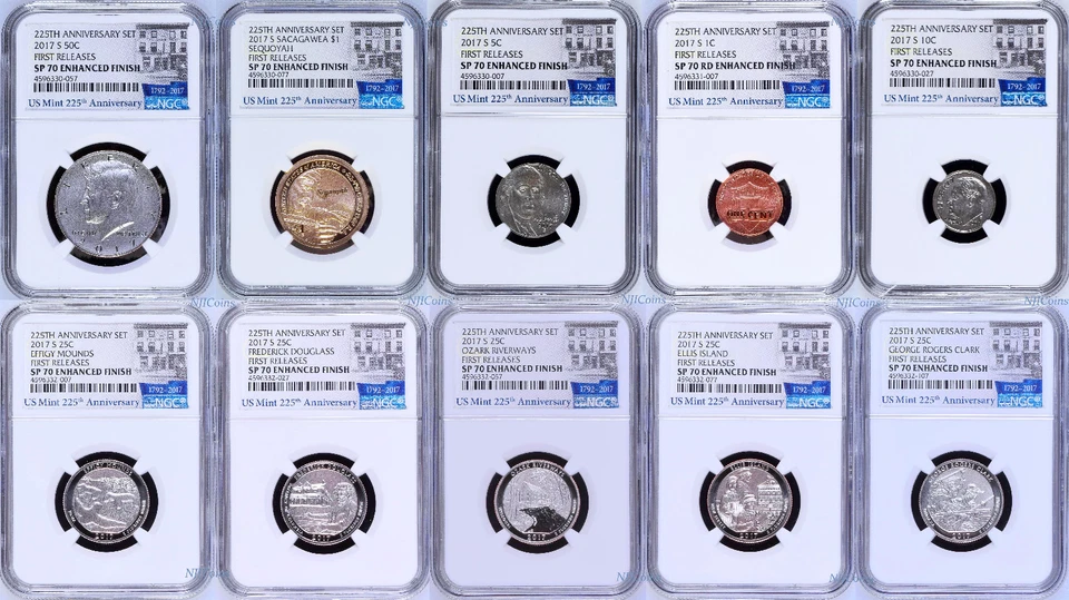 2017 US Mint 225th Anniversary Enhanced Uncirculated 10-Coin set NGC SP70 FR - Image 1 of 1