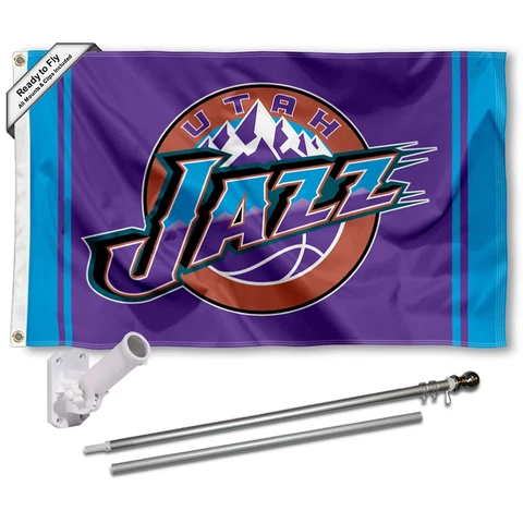 Utah Jazz Retro Throwback Vintage Flag Pole and Bracket Kit Cover