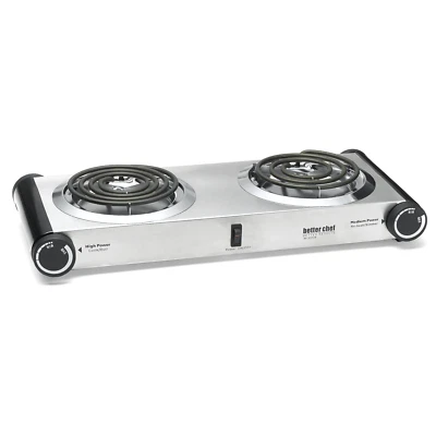 Better Chef Electric Stainless Steel Dual Buffet Double Burner w Compact Design - Image 1 of 4