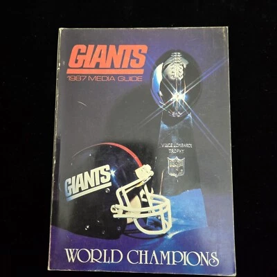 NFL New York Giants 1987 guía de medios Super Bowl XXI Bávaro Simms Taylor Book Foto 1 de 4