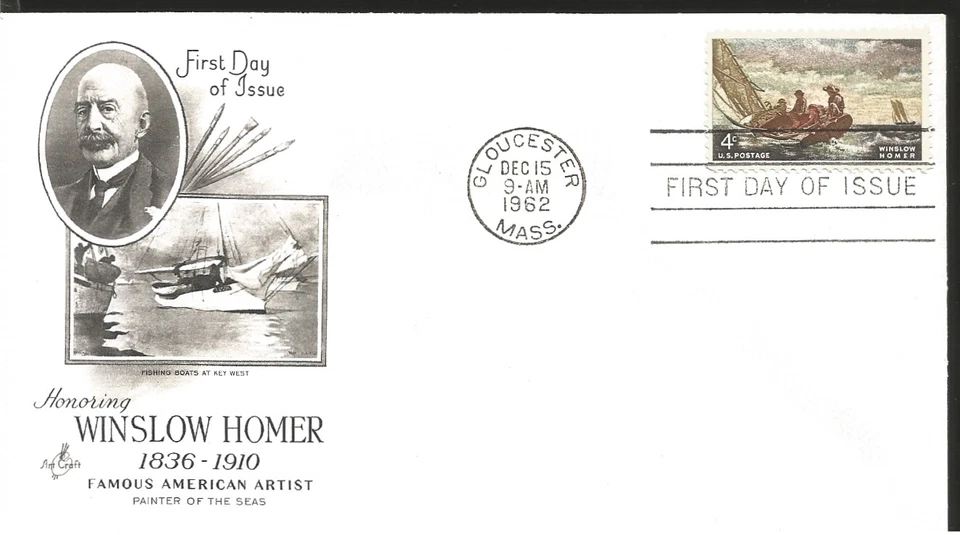 L) 1962 UNITED STATES, HONORING WINSLOW HONER, 1836-1910, FAMOUS AMERICAN ARTIST - Image 1 of 1