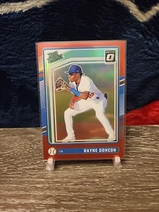 Rayne Doncon - 2024 Donruss Optic Rated Prospects Red 65/99 Los Angeles Dodgers - Picture 1 of 2