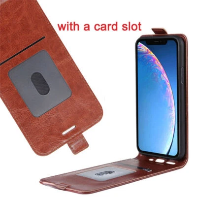 For iPhone 11 12 13 14 15 Pro Max XR XS 8 7 PU Leather Vertical Flip Wallet Case - Image 1 of 4
