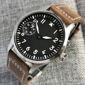 Solid 42mm CORGEUT black sterile dial 6497 hand winding men watch sapphire glass - Picture 1 of 13