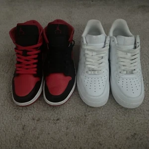 Air Jordan 1 Mid Alternate Bred & Nike Air Force 1 Bundle - Picture 1 of 7