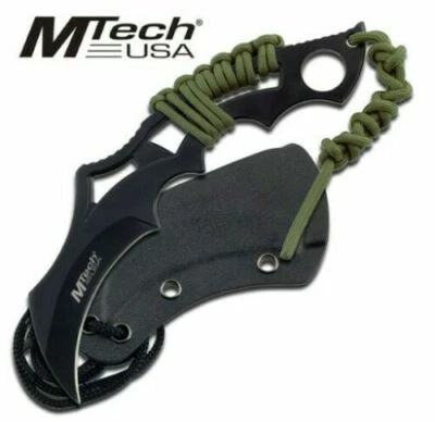 CUCHILLO CUELLO KARAMBIT M-TECH USA 8" CON PARACORD 550 VERDE + FUNDA KYDEX MT-20-20T Foto 1 de 2