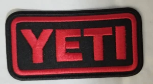Embroidered YETI Patch approx 2X3.75" iron or sew black-red - Picture 1 of 2