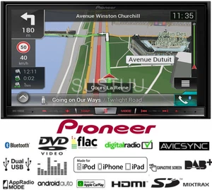 Pioneer Double Din 7" DAB Stereo Radio/CD /DVD/MP3/TMC SATNAV GPS Live Traffic - Foto 1 di 1