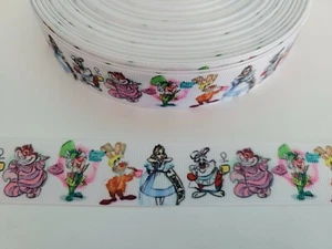 5 Yards 1" Alice in wonderland Grosgrain Ribbon Hair Bow Supply. - Picture 1 of 1