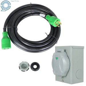 30Amp 25FT Generator Cord 14-30P to L14-30R  Power Inlet Box Waterproof Combo - Picture 1 of 11