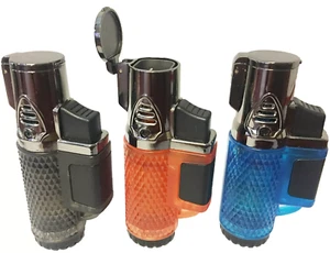 3 PACK  Quad Jet Torch Lighter Adjustable Butane Clear Finished - Picture 1 of 3