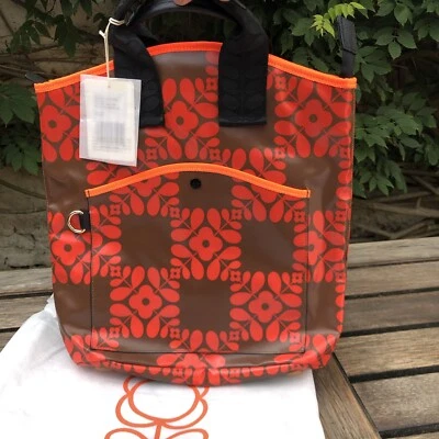 orla kiely lattice flower tile hand carry backpack conker - Image 1 of 4