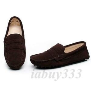 Womens Loafers Suede leather Driving Shoes Moccasins Slip On Flat Casual Shoes