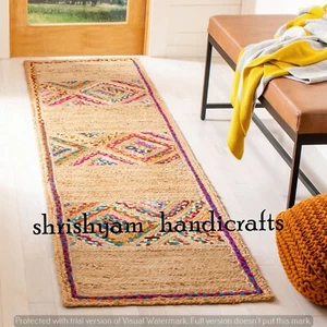 Böhmisch Indisch Jute & Baumwolle Natur Hand Geflochten Wohndeko Boden Jute Teppiche - Bild 1 von 4