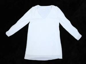 Esley Womens White Long Sleeve V Neck Side Zip Pullover Lined Shift Dress S - Picture 1 of 8