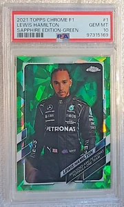 Lewis Hamilton 2021 Chrome F1 Sapphire Formula 1 Portrait Green /75 PSA 10 - Picture 1 of 3