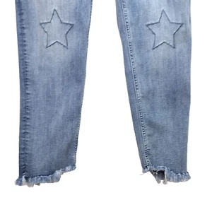 H&M Coachella Jeans Womens 6 Distressed Embroidered Stars Raw Hem Festival NEW - Picture 1 of 8
