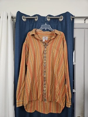 Territory Ahead Men's XXL Southwestern Aztec Long Sleeve Shirt Orange - Image 1 of 4