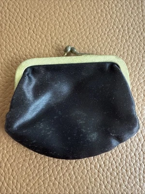 Vintage Black Satin Coin Purse w/snap closure - 3-3/4” by 2-3/4” - Image 1 of 4