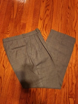 Mens Gray Dress Pants 34x30 (Plaid) *Wool *Great Condition! Vintage (J.Riggings) - Image 1 of 4