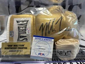 Mike Tyson Autographed Golden Glove with Hand Wrap - PSA Authenticated COA - Picture 1 of 2