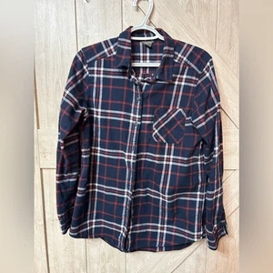 NWOT Eddie Bauer Sz M Dark Blue Flannel Shirt 100% Cotton Bust 38" B17 - Picture 1 of 4