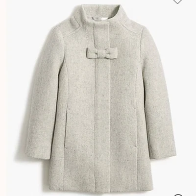 CREWCUTS Wool Blend Bow Front Coat Gray Classic Dressy Winter Girls Size 10 - Image 1 of 4