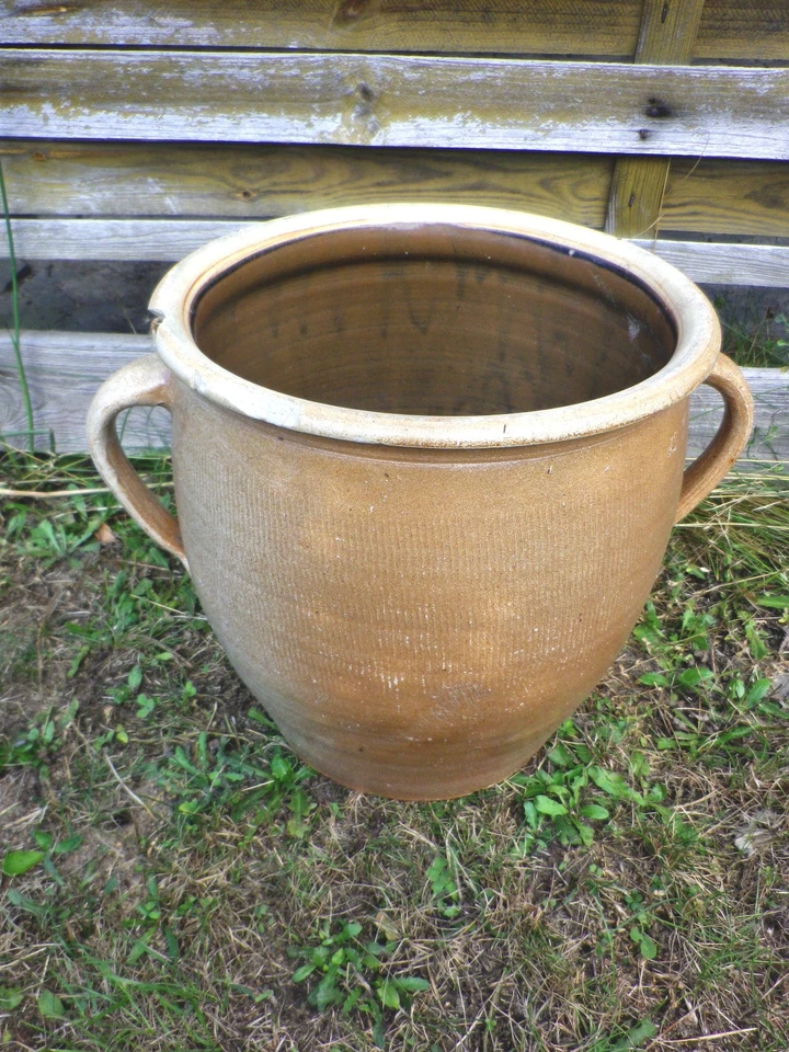 Tontopf Steinguttopf Steintopf hellbraun ca. 10 Liter mit zwei Henkel ri697 - Bild 1 von 4