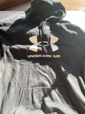 Under Armour Rival Fleece Hooded Sweatshirt New Black Cotton Blend Large Tall - Image 1 of 4