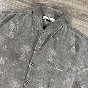 Camicia uomo vintage Tommy Bahama piccola marrone floreale seta campeggio relax vacanza crociera - Foto 1 di 13