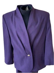 Le Suit Women's Purple 100% Polyester Skirt Suit One Button Size 18 - Picture 1 of 8