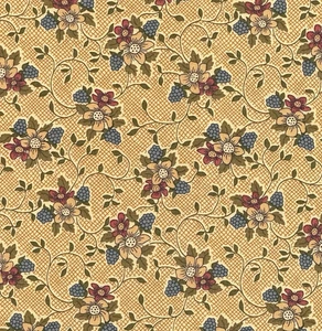 Berry Patch Thimbleberries Blackberry Flower Gold Fabric Vtg French Country 1+Yd - Picture 1 of 8
