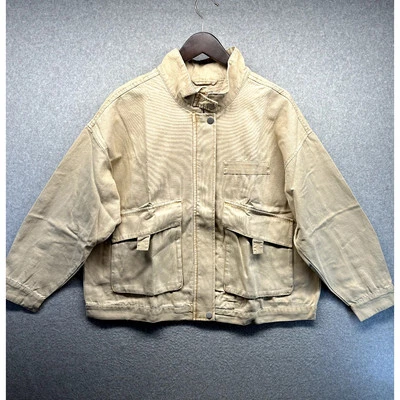 Wild Fable Womens Jacket Cargo Coat Canvas Size Large Bagel Beige Full Zip NWT - Image 1 of 4