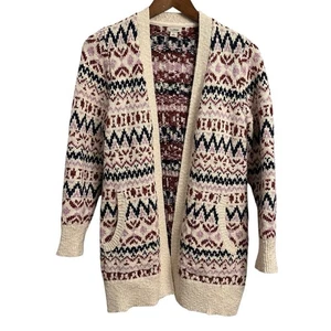 LL Bean Algodón Trapo Suéter Frente Abierto Cárdigan Fair Isle Mujer’s Pequeño Pequeño - Imagen 1 de 7