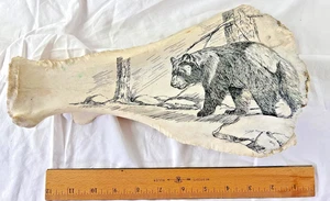 Vintage Bill Hendershot Grizzly Bear Scrimshaw Art Signed Bone Western Wildlife - Picture 1 of 18