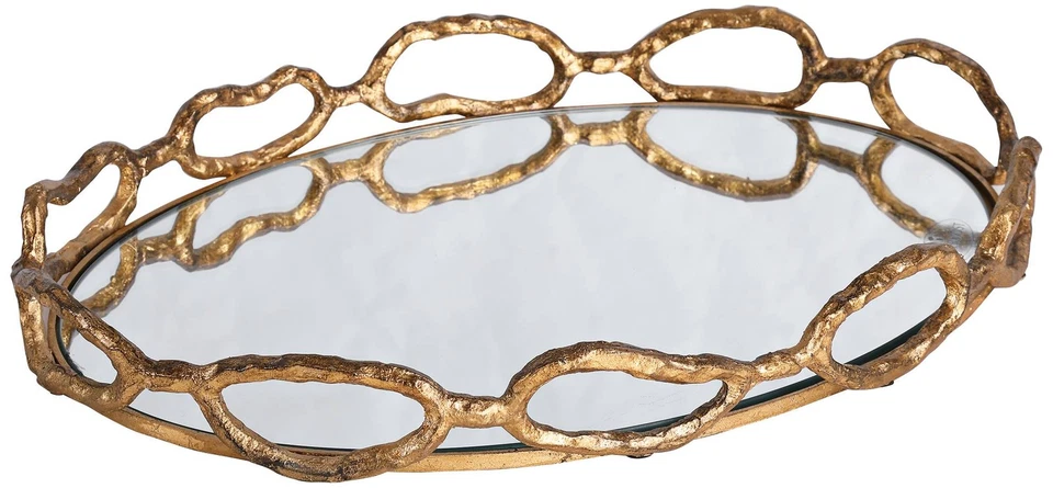 Uttermost 17837 Cable Gold Leaf Chain Mirrored Tray