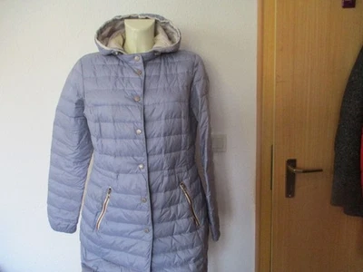 Daunenmantel Gr. 40 MILESTONE Steppmantel helles Blau Allwetter Longjacke Kapuze - Bild 1 von 4