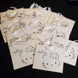 Light Pink Hello Kitty Gold Embossed Gift Bag Lot Of 12 Ribbon Handle Party Tote - Picture 1 of 6