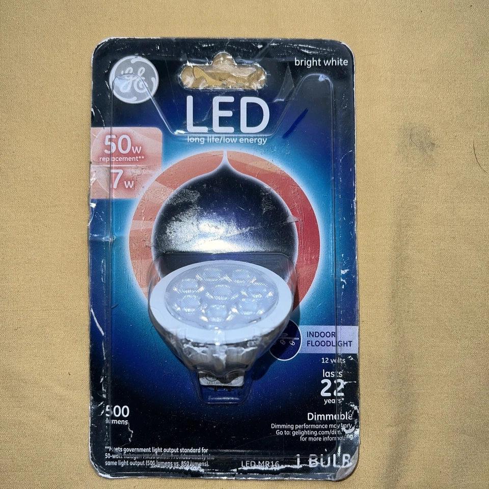 New GE LED MR16 Indoor Bulb 7 Watt 50W 3000K Bright White Dimmable LED7XDMR16/OT - Image 1 of 2