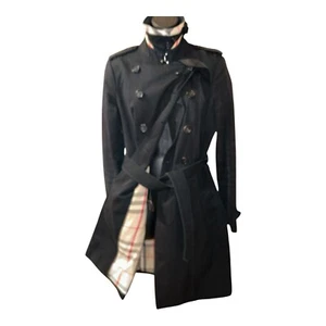 Burberry The Sandringham England Trench Coat UK 12 USA 10 Black Length Long - Picture 1 of 24