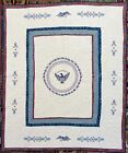 50X60 Patriotic Quilt Toddler Bed Cover/ Throw/Blanket/Wall Decor W/Embroidery