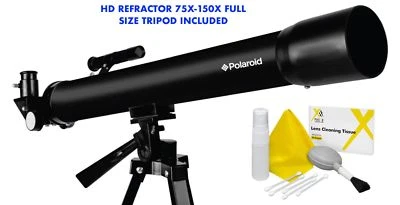 HD REFRACTOR TELESCOPE 75X-150X WITH FULL 57" TRIPOD INCLUDED + CLEANING KIT - Image 1 of 4