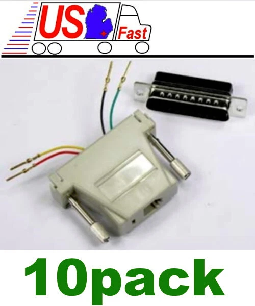 Lot10x DB25pin Male~RJ11 4wire 6P4C Jack Modular Port Adapter Aux/Data/Telephone - Image 1 of 1