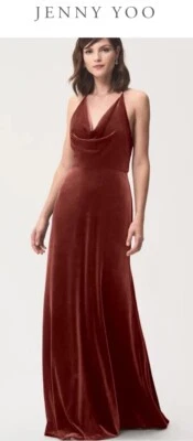 Платье Jenny Yoo English Dusty Rose Sullivan размер 8 эластичное бархатное полная длина - Изображение 1 из 4